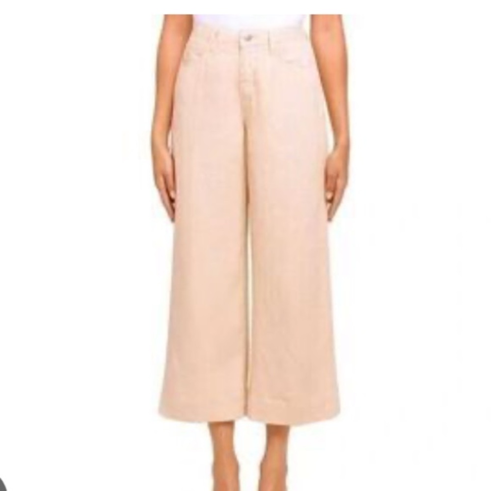 L'AGENCE Wide Leg Cropped Pants in Light Dusty Cherry Blossom Pink - 28